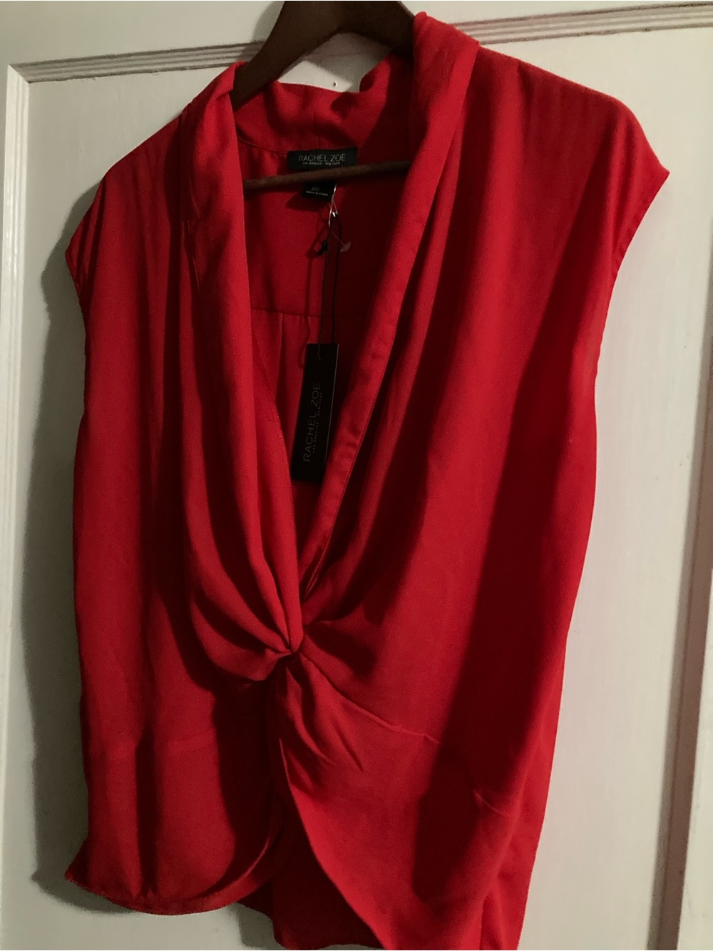 Rachel Zoe small NWT Vibrant Red Twist-Front Sleeveless Blouse